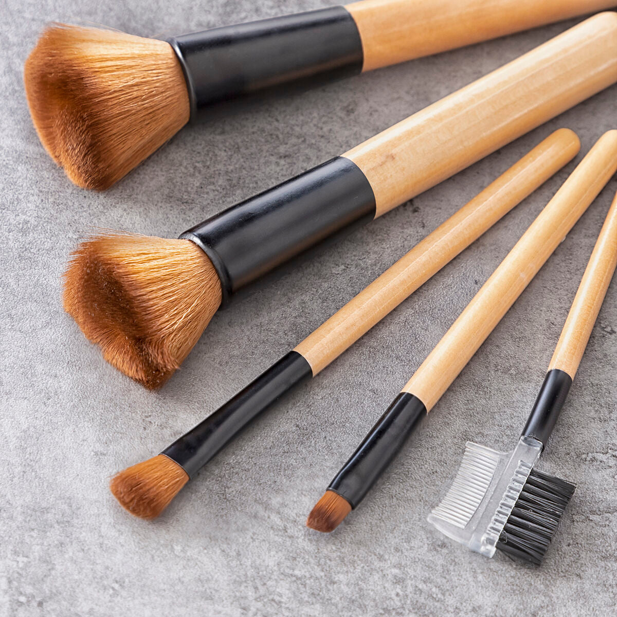 Set of Wooden Make-up Brushes with Carry Case Miset InnovaGoods 5 Pieces